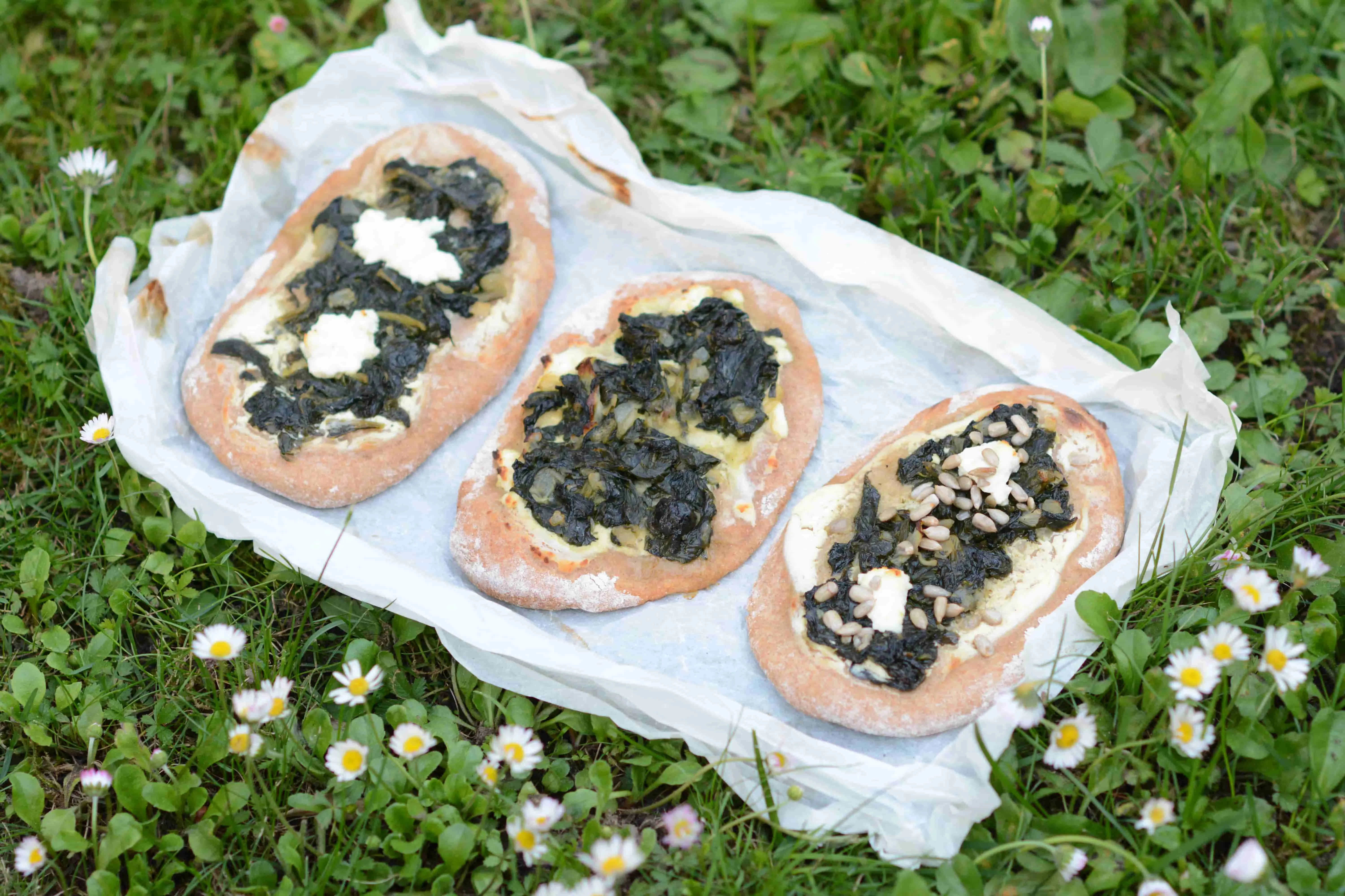 Tarte flambée con spinaci